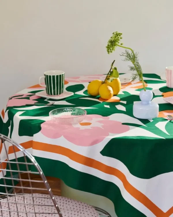 Marimekko Tischwäsche | Tischwäsche^Green Green Tischdecke, 140 x 140 cm, weiß - grün - pink - orange