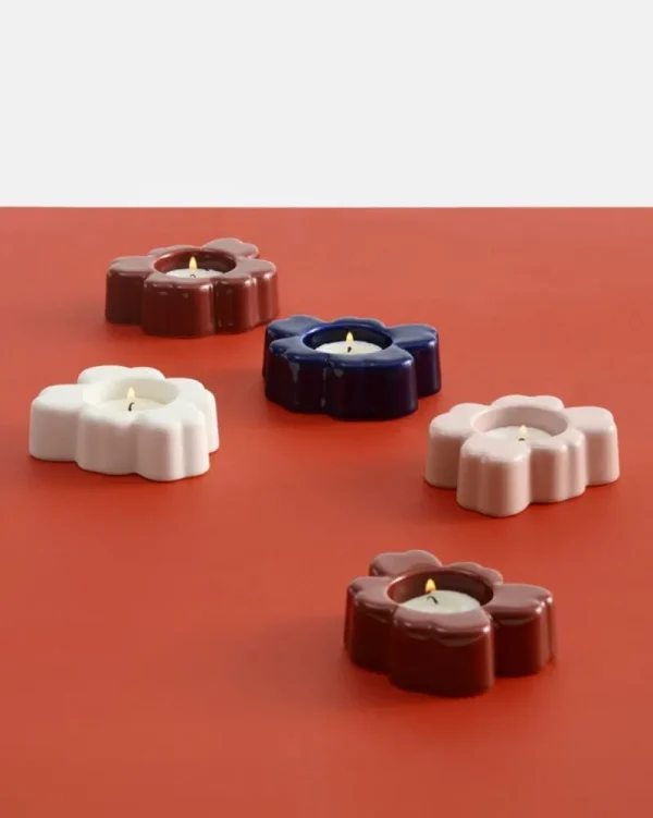 Marimekko Weihnachtsdekoration | Kerzen Und Kerzenhalter^Kerzenhalter Unikko, 2er-Set, kobaltblau - weiß