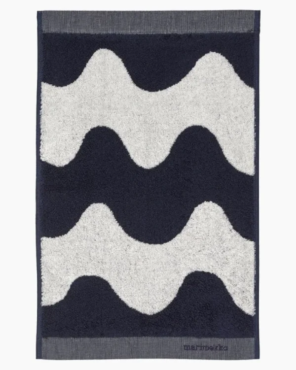 Marimekko Badezimmertextilien^Lokki Gästehandtuch, Cremeweiß – Dunkelblau