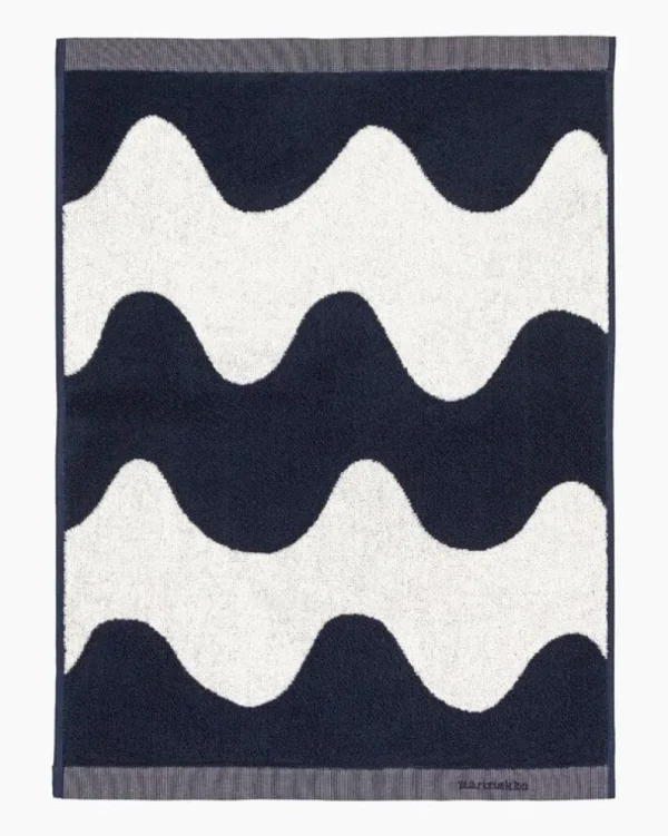 Marimekko Badezimmertextilien^Lokki Handtuch, Cremeweiß – Dunkelblau