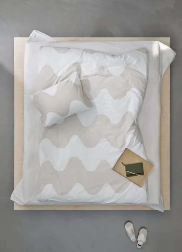 Marimekko Bettwäsche^Lokki Kopfkissenbezug 50 x 60 cm, Weiß – Beige
