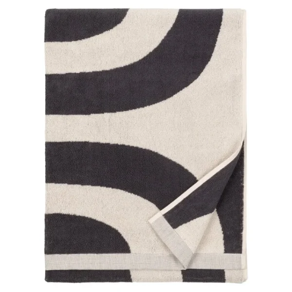 Marimekko Badezimmertextilien^Melooni Badetuch, Graphitgrau - Naturweiß