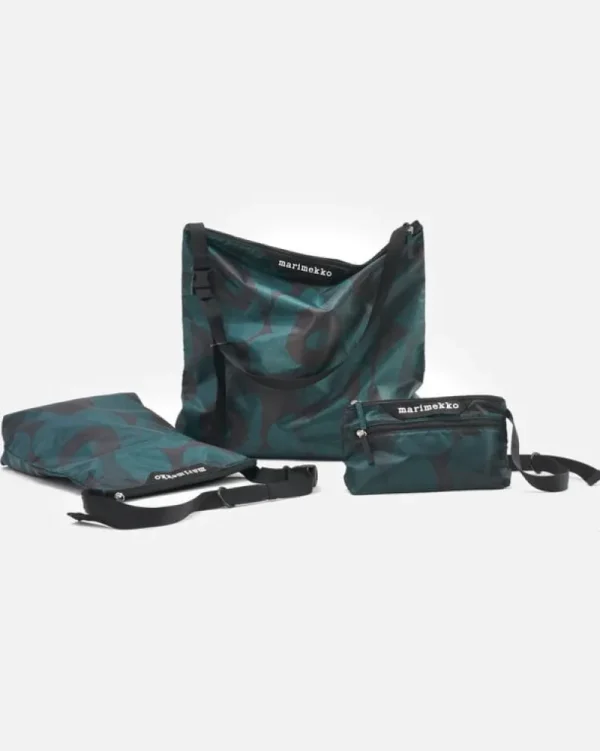 Marimekko Taschen^Neat Crossbody Unikko Schultertasche, M, dunkelgrün - schwarz
