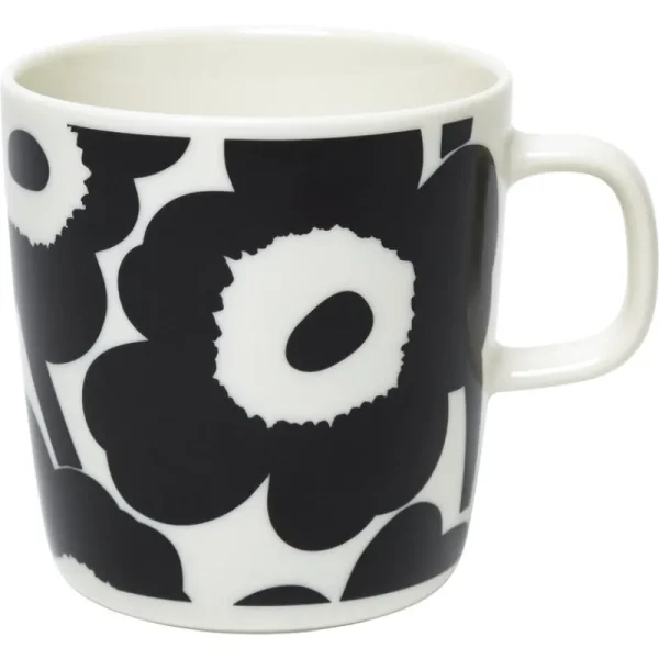 Marimekko Geschirr^Oiva – Unikko Becher 4 dl, Weiß – Schwarz