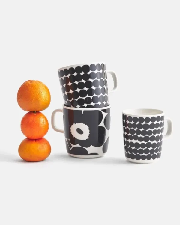Marimekko Geschirr^Oiva – Unikko Becher 4 dl, Weiß – Schwarz