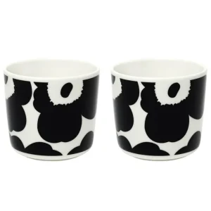 Marimekko Geschirr^Oiva – Unikko Kaffeetasse ohne Henkel, 2 Stück, Weiß – Schwarz