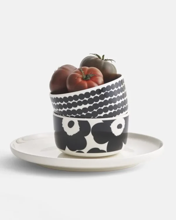 Marimekko Geschirr^Oiva – Unikko Schale 5 dl, Weiß – Schwarz