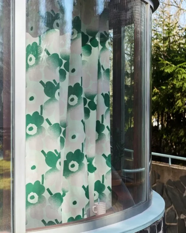 Marimekko Stoffe^Pieni Unikko Häivähdys Baumwolle, off-white - pink - grün