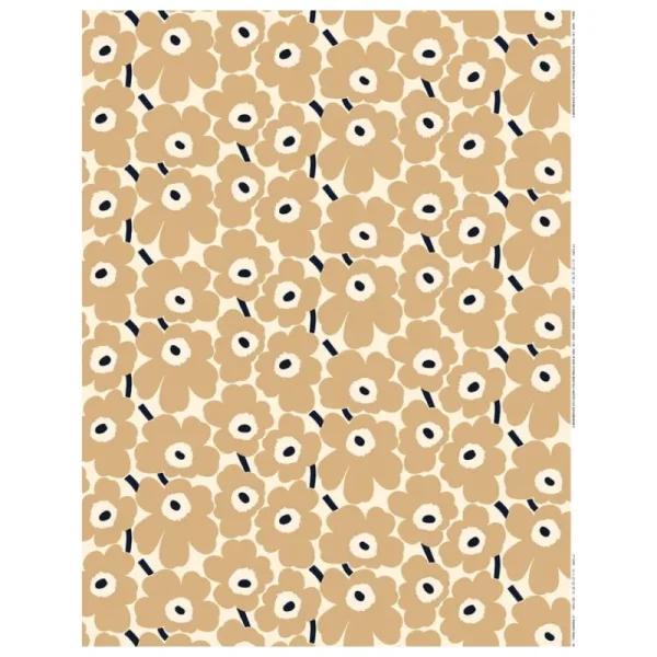 Marimekko Stoffe^Pieni Unikko Stoff, cremeweiß - beige - dunkelblau