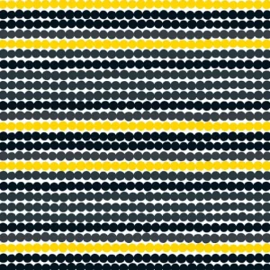 Marimekko Stoffe^Räsymatto Stoff, schwarz/gelb