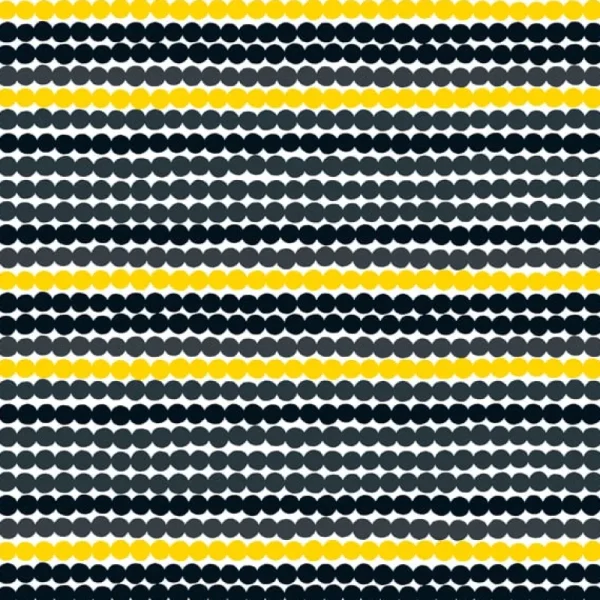 Marimekko Stoffe^Räsymatto Stoff, schwarz/gelb