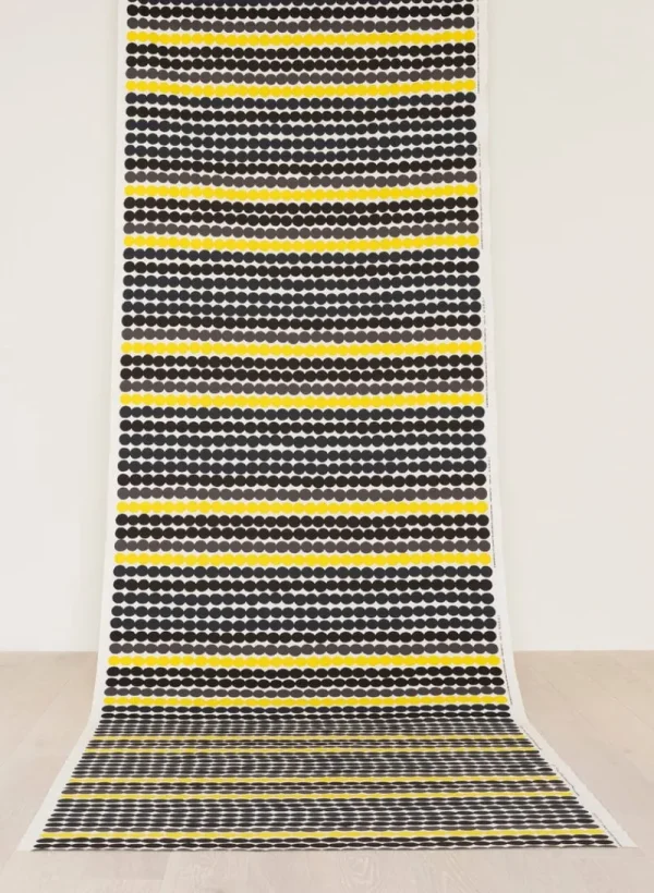 Marimekko Stoffe^Räsymatto Stoff, schwarz/gelb