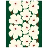 Marimekko Stoffe^Unikko Baumwollstoff, dunkelgrün - naturweiß - rosa - rötlich-braun