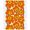 Marimekko Stoffe^Unikko Baumwollstoff, weiß - orange - dunkelblau