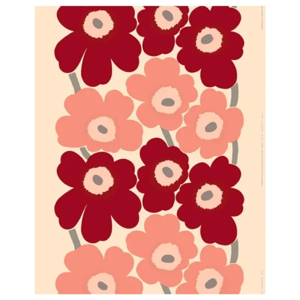 Marimekko Stoffe^Unikko Baumwollstoff, Baumwolle - dunkle Kirsche - Rose