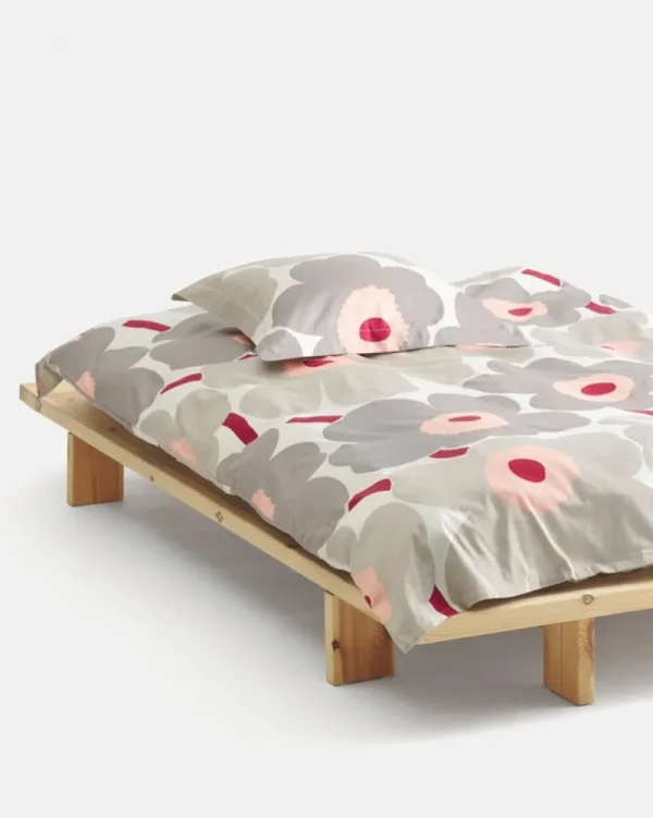 Finnish Design Shop Bettwäsche^Marimekko Unikko Bettbezug, 150 x 210 cm, naturweiß - warmgrau - rosa