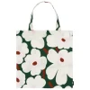 Marimekko Taschen^Unikko Beutel, dunkelgrün - naturweiß - pink - rotbraun