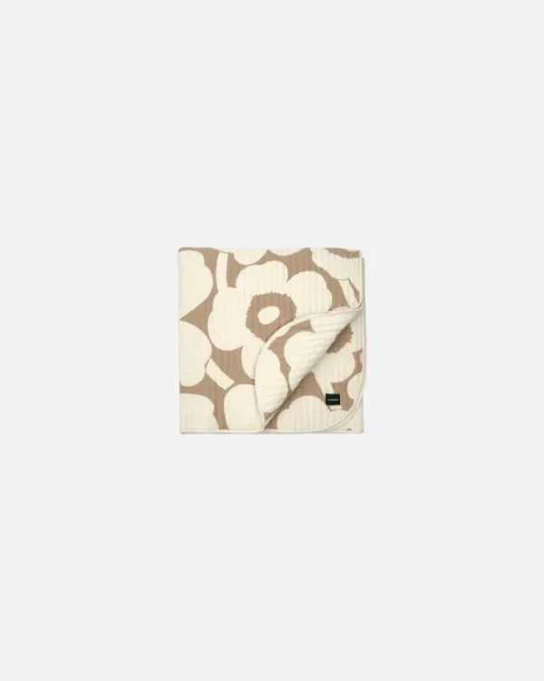 Marimekko Decken Und Überwürfe^Unikko Doppelbett-Überwurf, 260 × 260 cm, Beige - Naturweiß