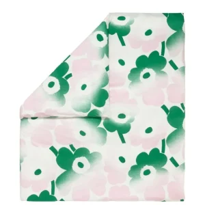 Marimekko Bettwäsche^Unikko Häivähdys Bettbezug, 220 x 240 cm, naturweiß - pink - grün