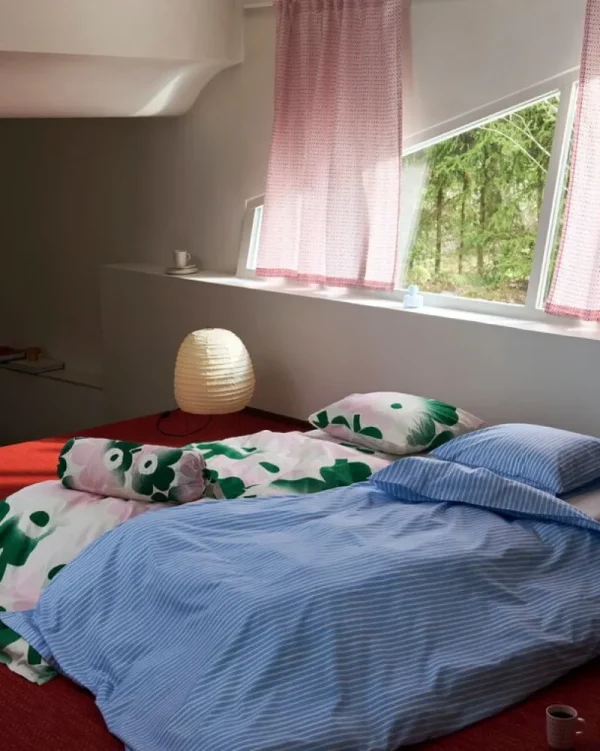 Marimekko Bettwäsche^Unikko Häivähdys Bettbezug, 220 x 240 cm, naturweiß - pink - grün
