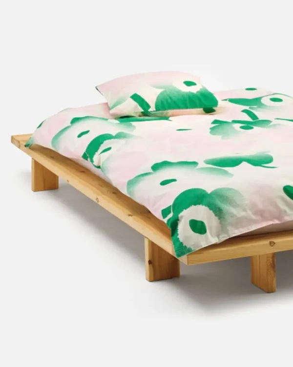 Marimekko Bettwäsche^Unikko Häivähdys Kissenbezug, 50 x 60 cm, naturweiß - pink - grün