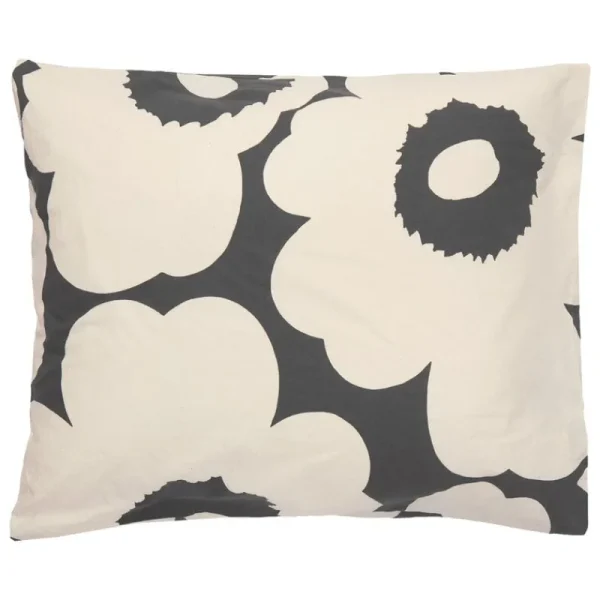 Marimekko Bettwäsche^Unikko Kissenbezug, 50 x 60 cm, Graphitgrau - Cremeweiß