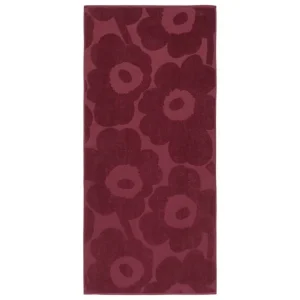 Marimekko Badezimmertextilien^Unikko Solid Badetuch, 70 x 150 cm, burgunderrot
