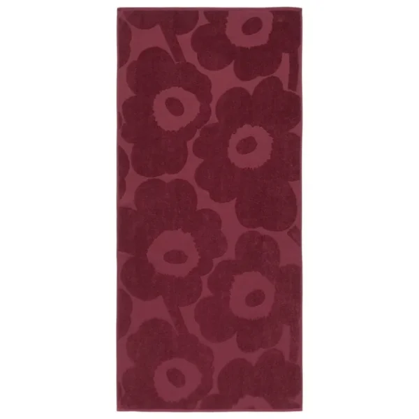 Marimekko Badezimmertextilien^Unikko Solid Badetuch, 70 x 150 cm, burgunderrot