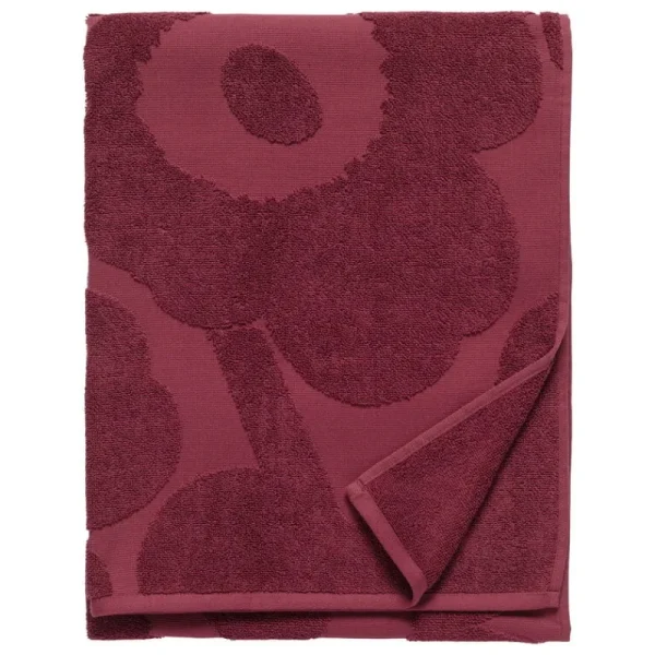 Marimekko Badezimmertextilien^Unikko Solid Badetuch, 70 x 150 cm, burgunderrot
