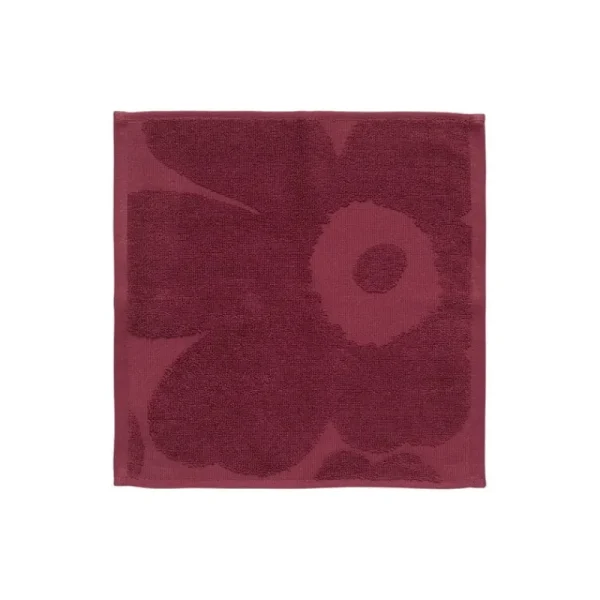 Marimekko Badezimmertextilien^Unikko Solid Mini-Handtuch, 32 x 32 cm, burgunderrot