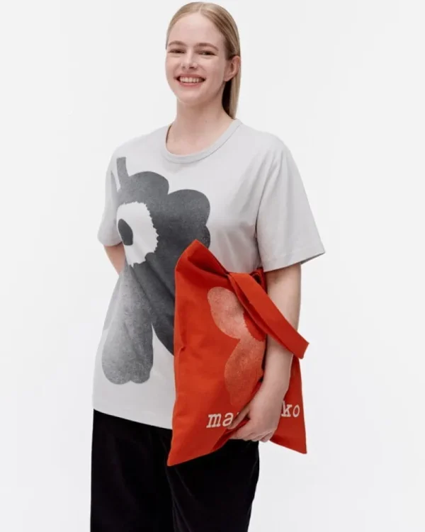 Marimekko Taschen^Unikko Tragetasche, rot - naturweiß