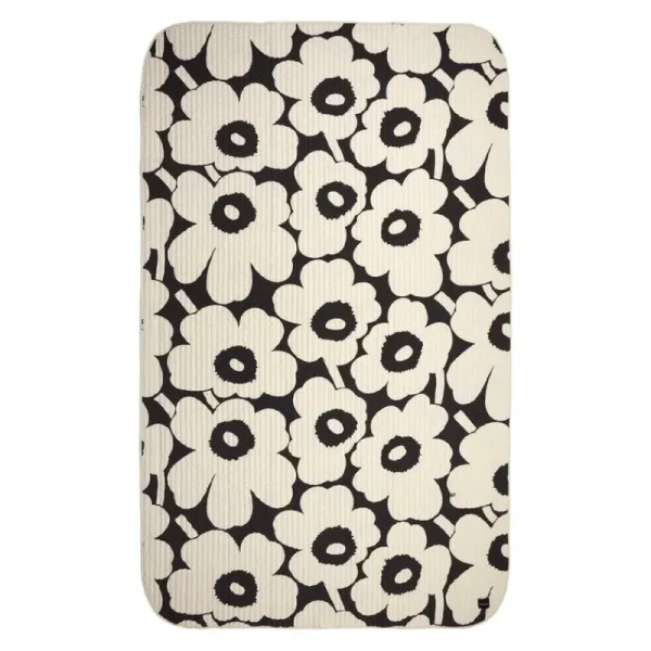 Marimekko Decken Und Überwürfe^Unikko-Bettüberwurf, 160 × 260 cm, Graphitgrau - Cremeweiß