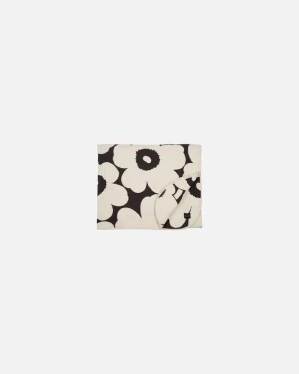Marimekko Decken Und Überwürfe^Unikko-Bettüberwurf, 160 × 260 cm, Graphitgrau - Cremeweiß