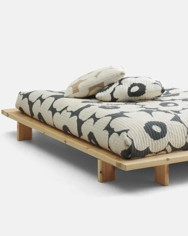 Marimekko Decken Und Überwürfe^Unikko-Bettüberwurf, 160 × 260 cm, Graphitgrau - Cremeweiß