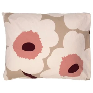Marimekko Bettwäsche^Unikko-Kissenbezug, 50 x 60 cm, Beige – Baumwolle – Rosa