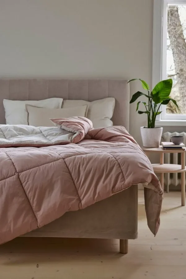 Matri Decken Und Überwürfe^Moona Bettüberwurf für Doppelbett,260 x 260 cm, Puderrosa - Maul