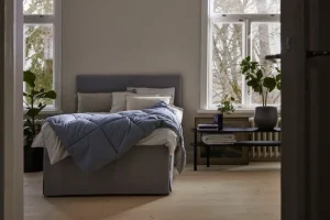 Matri Decken Und Überwürfe^Moona Doppelbett-Überwurf, 260 x 260 cm, Fog Blue - Stone