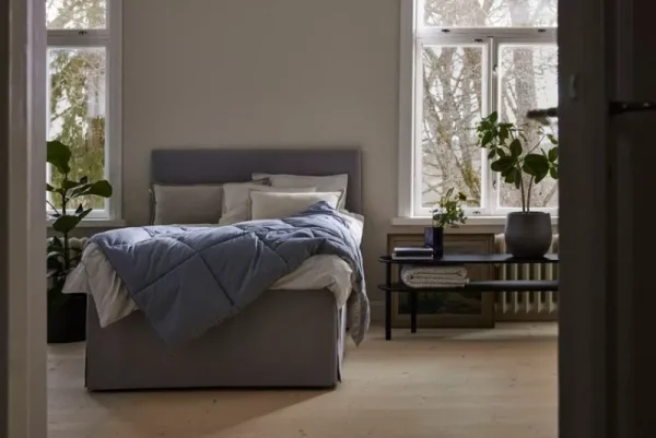 Matri Decken Und Überwürfe^Moona Doppelbett-Überwurf, 260 x 260 cm, Fog Blue - Stone