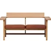 Mattiazzi Sofas Und Liegen-MC10 Clerici 2 Sitzer Bank, Eiche – hellbraunes Leder