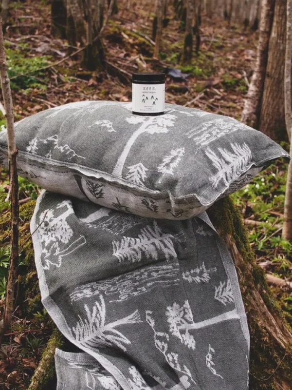 Metsu00e4/Skogen Badezimmertextilien^Metsä/Skogen Boletus Saunakissen, groß, Olivgrün - Cremeweiß