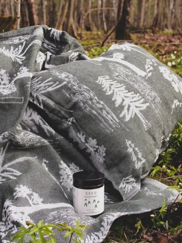 Metsu00e4/Skogen Badezimmertextilien^Metsä/Skogen Boletus Saunakissen, groß, Olivgrün - Cremeweiß