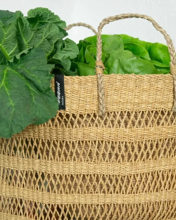Mifuko Taschen^Bolga Marktkorb, M, weitmaschige Struktur, Natur