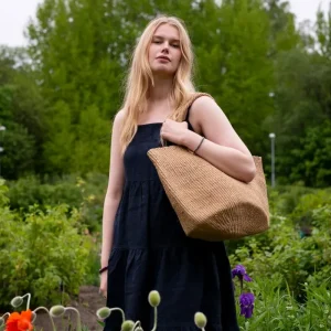 Mifuko Taschen^Kiondo Einkaufskorb, M, gewebter Griff, Braun