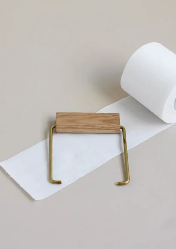 Moebe Badezimmeraccessoires^Klopapierhalter, Eiche - Messing