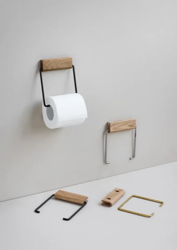 Moebe Badezimmeraccessoires^Klopapierhalter, Eiche - Messing