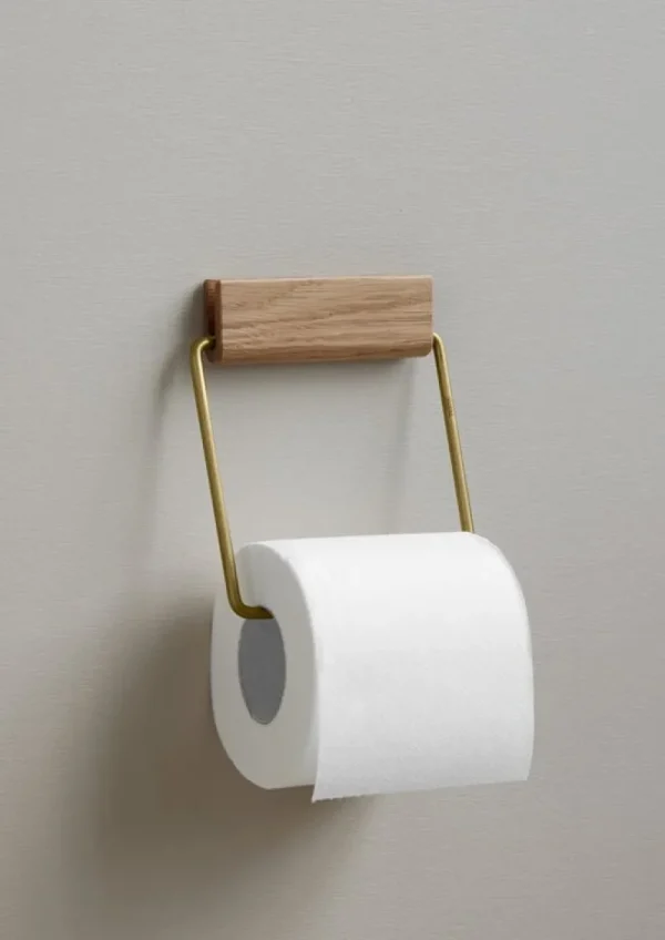 Moebe Badezimmeraccessoires^Klopapierhalter, Eiche - Messing