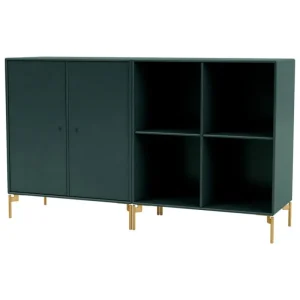 Montana Furniture Aufbewahrungsmöbel-Pair sideboard, brass legs - 163 Black jade
