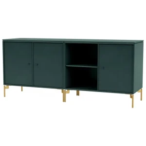 Montana Furniture Aufbewahrungsmöbel-Save low sideboard, brass legs - 163 Black jade