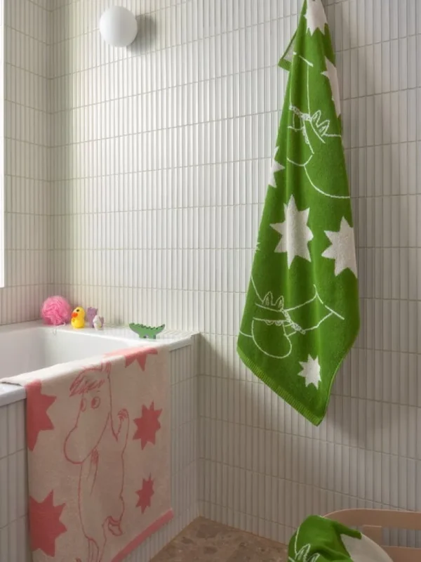 Kinder Moomin Arabia Mumin-produkte | Textilien Für Kinder^Badetuch Moomin, 70 x 140 cm, Sterne, grün
