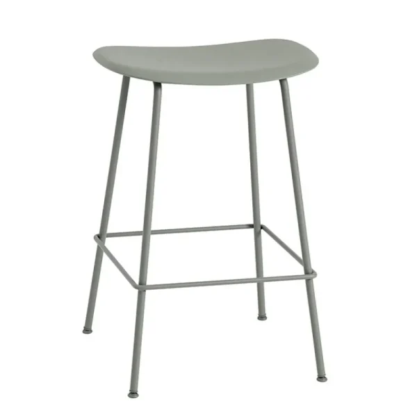Muuto Sitzgelegenheiten-Barhocker Fiber, 65 cm, Rohrgestell, salbeigrün